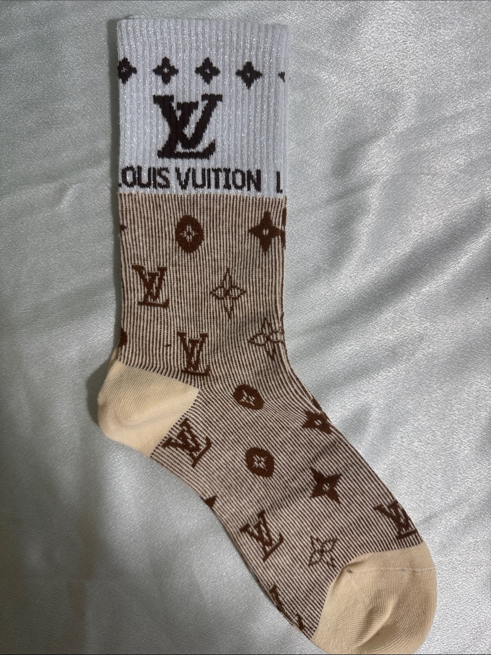 Louis Vuitton Brown & White Monogram Crew Socks🔥New! Unisex!